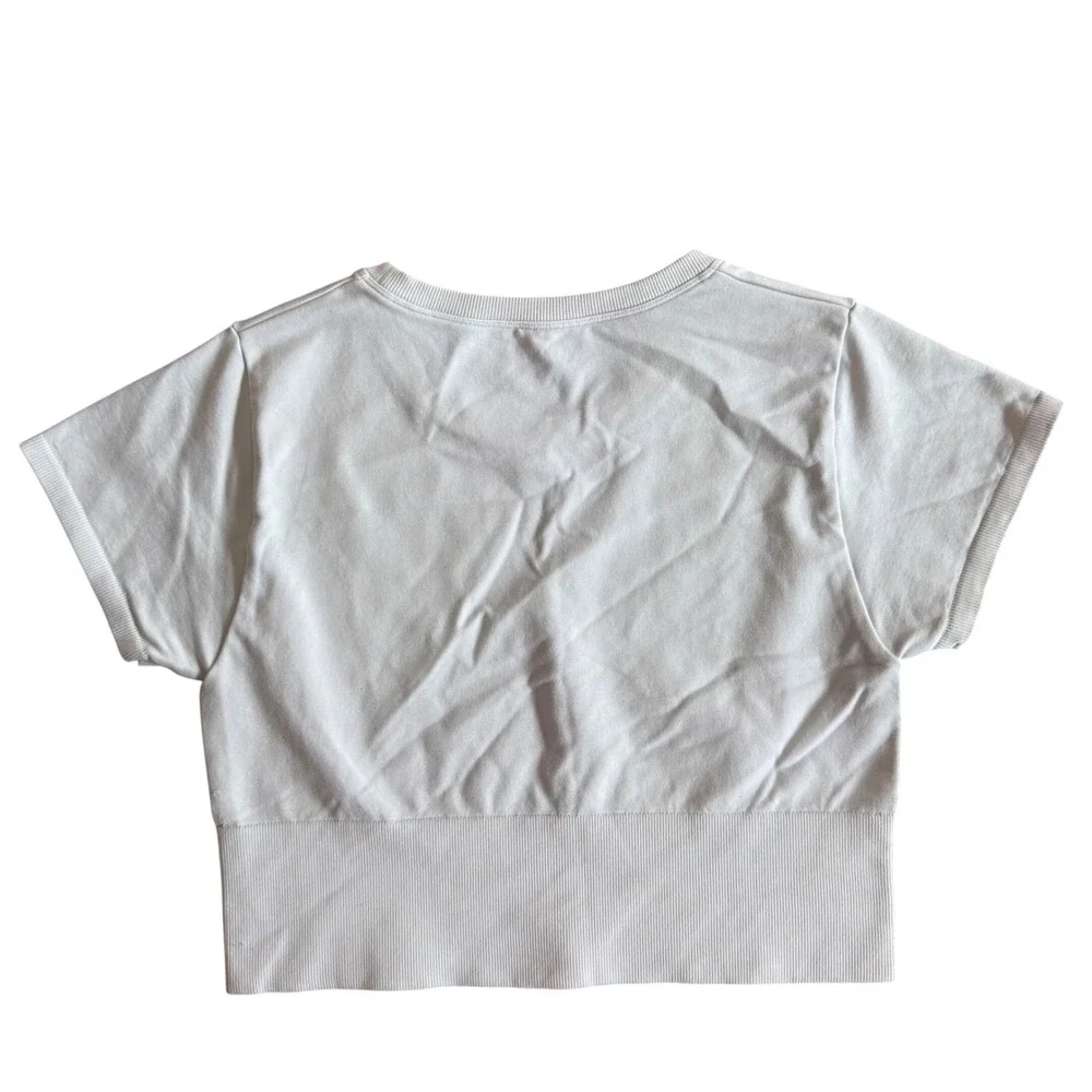 OFFLINE by Aerie Womens Seamless Short Sleeve Crop Top Light Off-White Small - Picture 2 of 6
